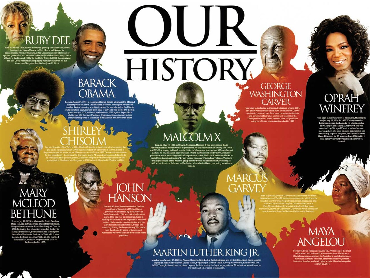 Our Black History Poster African American Classroom Print, 24"x18", Unframed